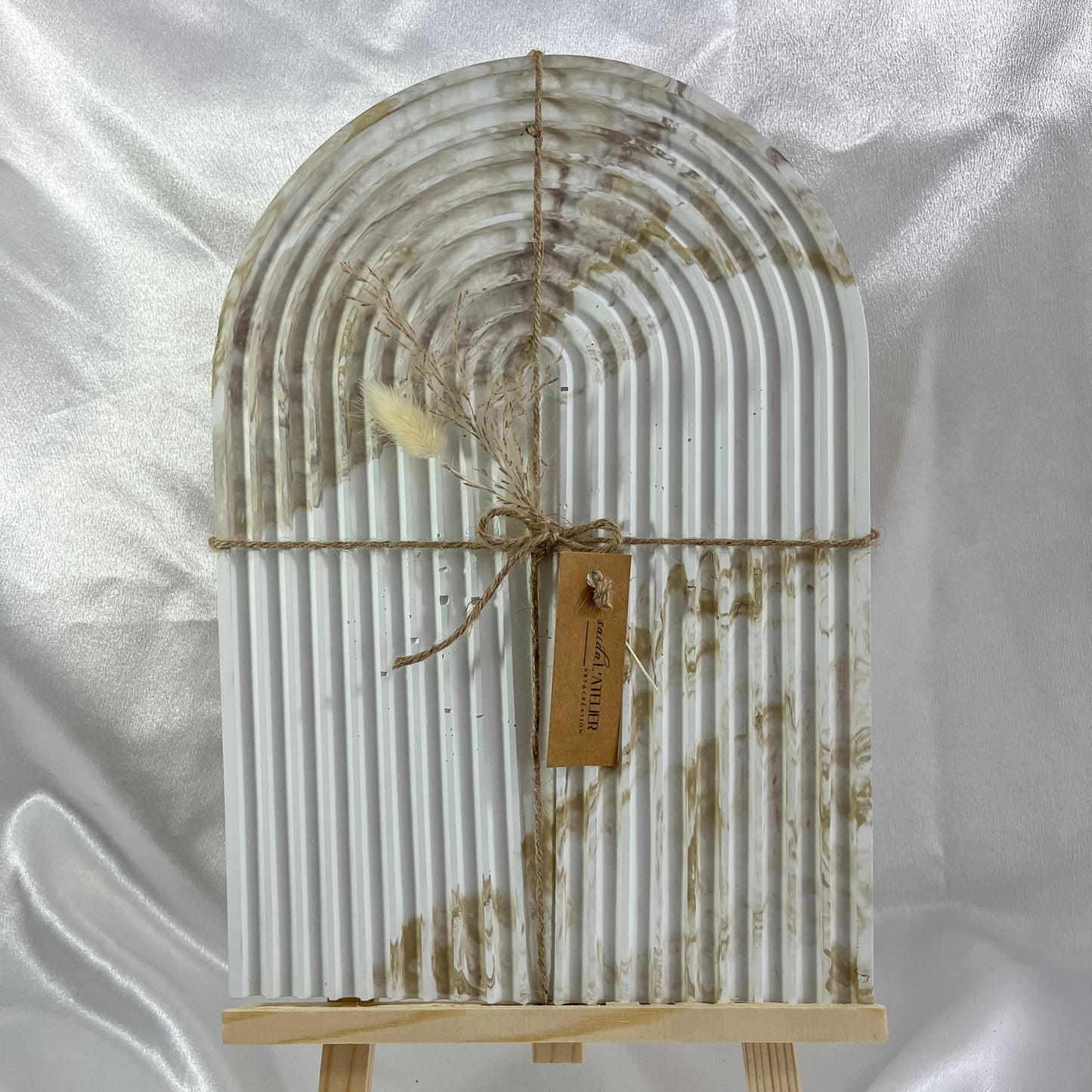 Grand plateau Arc beige et blanc