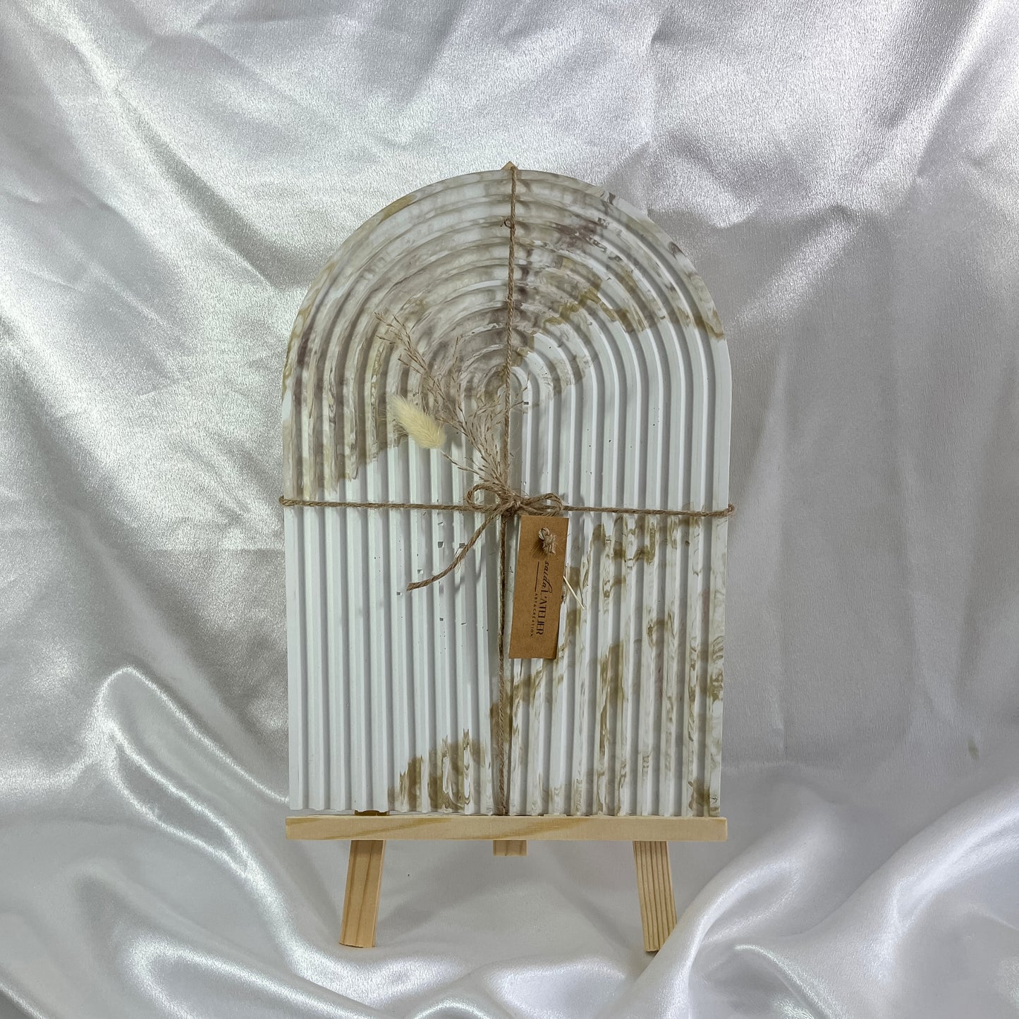 Grand plateau Arc beige et blanc