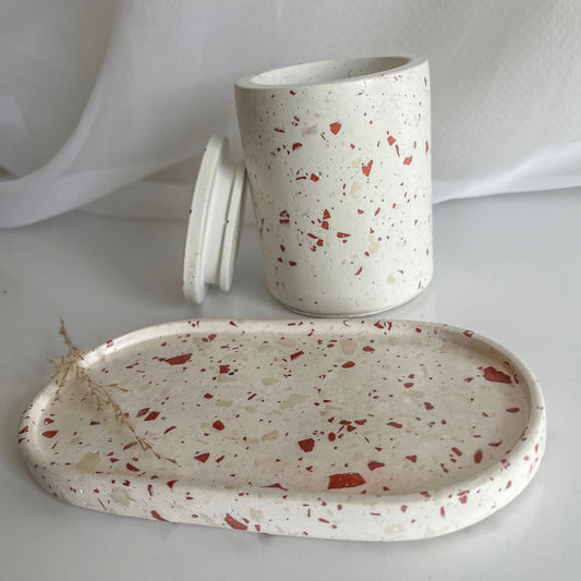 plateau ovale & pot terrazzo